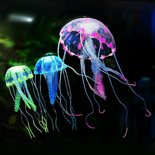 Fluorescent luminous silicone simulation jellyfish ornament fish tank landscaping decoration wholesale goldfish tank aquarium landscaping supplies